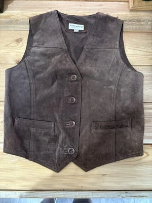 Vintage Kathy Ireland Sportswear Leather Suede Front Pockets Vest Size L - Image 1 of 4