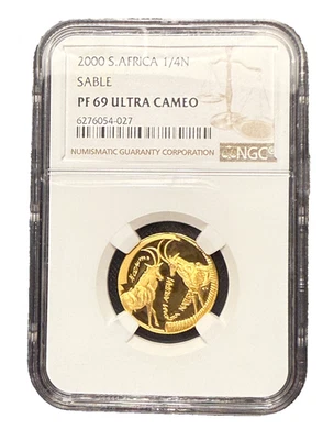 South Africa 2000 Gold 1/4 oz 1/4 Natura NGC PF69UC Sable - Image 1 of 2