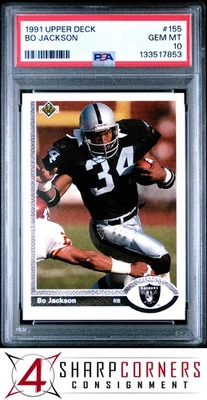 1991 UPPER DECK #155 BO JACKSON RAIDERS PSA 10 - Image 1 of 3