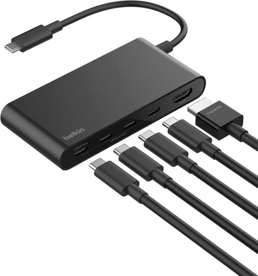 Belkin Connect 5 Port USB-C Hub 4x USB 3.2 Gen2 10Gbps 4K@60Hz HDMI PD 100W USBo - Image 1 of 4