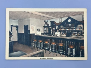 Postal publicitaria vintage WAUSAU Wisconsin WALLY's TAVERN Callon Street Pub BAR - Imagen 1 de 5