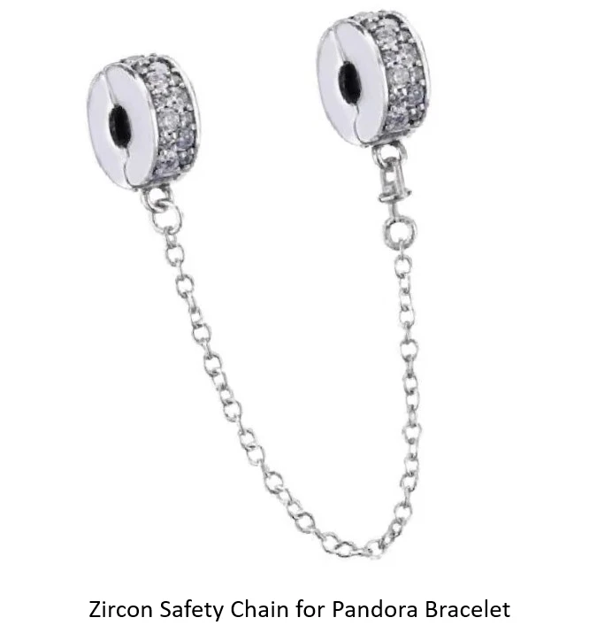 Pandora Sparkling Safety Chain Charm - S925 Sterling Silver - Image 1 of 3