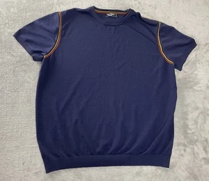 PJ Paul Jones Mens XXL Slim? / XL Short Retro Rayon Nylon Stretch Shirt Blue - Picture 1 of 15