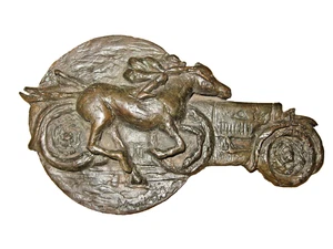 Bugatti type 43 Plaque bronze Alain MOITRIER Auto contre Cheval Rallye ancien - Picture 1 of 10