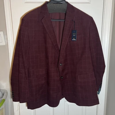 Nuevo con etiquetas Blazer Abrigo Deportivo Stafford Para Hombre 56 Borgoña Cuadros Pana, 56 REG, Nuevo Foto 1 de 4