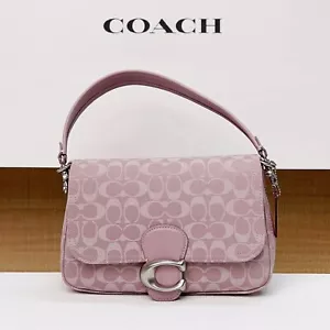 COACH Soft Tabby Shoulder Bag in Signature Denim Pink Purple CJ854 Outlet NEW - Picture 1 of 10