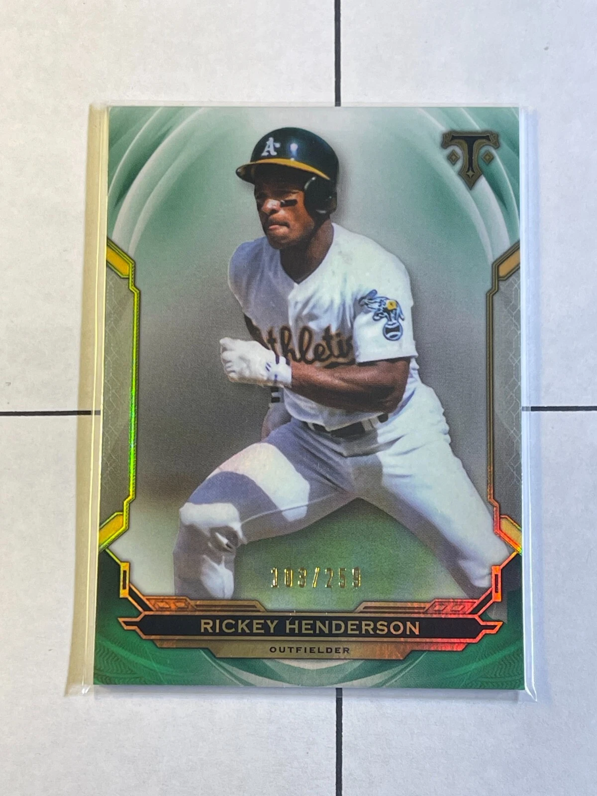 Rickey Henderson 2019 Topps Triple Threads Green Parallel #ed /259 A's #100