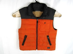 Coach Puffer Vest Mens XL Full Zip Black Orange Sleeveless Grey Duck Down Fill - Picture 1 of 9
