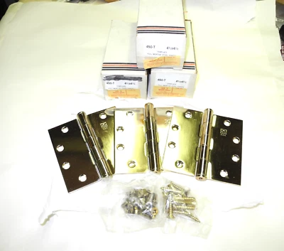 ЛОТ 3 КОМПЛЕКТА (9 ШТ.) ПЕТЛИ H. SOSS, ЛАТУННАЯ ОТДЕЛКА 4,5 X 4,5 КВАДРАТНЫЕ УГЛОВЫЕ НОВЫЕ ИЗ СТАРЫХ ЗАПАСОВ США - Изображение 1 из 4