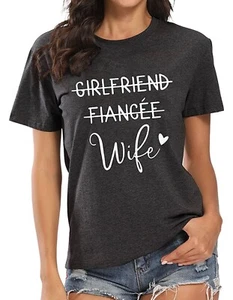 Girlfriend Fiance Wife Women's T-Shirt Wedding Shirts Large Charcoal - Picture 1 of 7