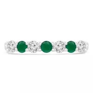 0,55 ct rundes grünes Smaragd Band 14 K Weißgold - Bild 1 von 3