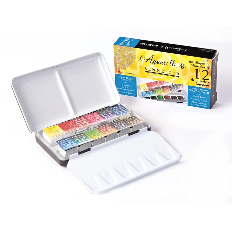 Sennelier Watercolor Metal Bx 12 Half Pan Set - Image 1 of 1