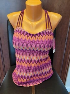 NWT Hula Honey Swimsuit Bikini Tankini Top Sz L Crochet Wine Sexy Hot Lace - Picture 1 of 7