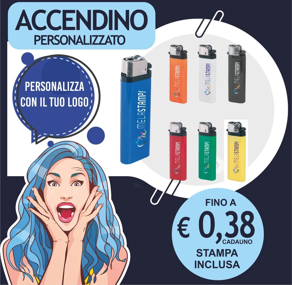 accendini personalizzati stampa a colori gadget lotto 50 100 150 200 PE855 - Immagine 1 di 1