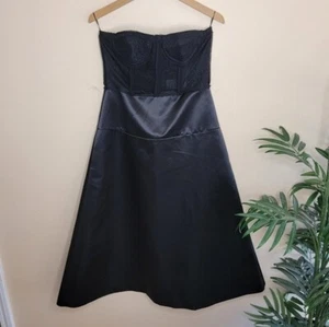 Nuevo con etiquetas Vestido Zara Studio Edición Limitada Negro Bustier Sin Tirantes Línea A Midi Mediano - Imagen 1 de 11