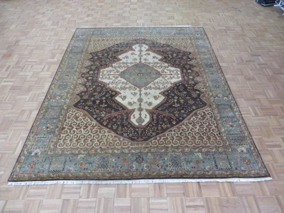 Alfombra oriental Bakshaish envejecida marrón chocolate anudada a mano 7'10 x 9'9 G6254 Foto 1 de 4