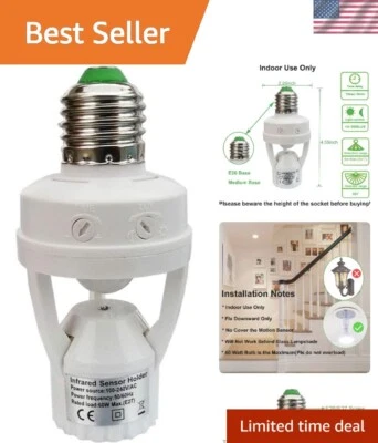 Adjustable Motion Sensor Light Socket E26/E27 - Perfect for Basements & Closets - Image 1 of 4
