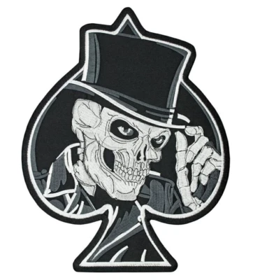 Ace Of Spades Skeleton Iron-on & Sew-on Back Patch | Skull Motorcycle Biker Logo - Image 1 of 4