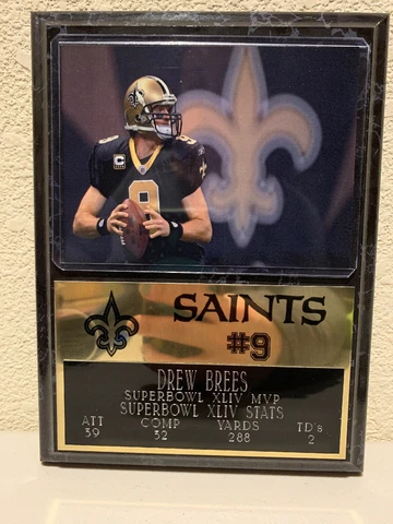 Drew Brees 6x8 New Orleans Saints Plaque Cover