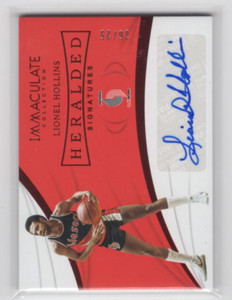 2018-19 Immaculate Collection Heralded Signatures Red Lionel Hollins Auto /25