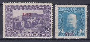 1918 Freimarken 147 + 148 Postfrisch ** Fehler 1913 und Kopfstehender Aufdruck - Picture 1 of 3