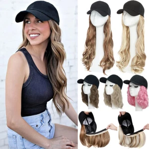 Cap with Hair Attached For Women Wigs Hat Hair Short Bob Wavy Straight Style US - Picture 1 of 50