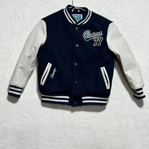 Urban Heritage Varsity Jacket Navy and White Champs Pistons 77 Youth Small 7-8 - Picture 1 of 10