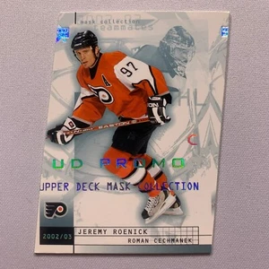 Jeremy Roenick Roman Cechmanek 2002-03 Upper Deck Mask Collection Promo MISCUT - Picture 1 of 2