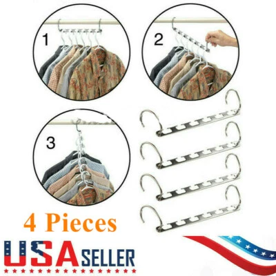 4PCS Wonder Hanger Metal Magic Clothing Closet Hook Space Saver Clothes Hangers