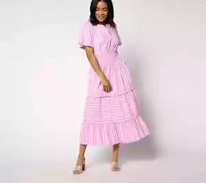 Isaac Mizrahi Live! Maxi Vestido Regular Teñido de Hilo Rayas Popelina Talla XL - Imagen 1 de 1
