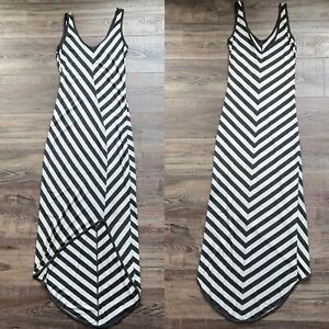 Athleta Cross Shore Maxi Dress High-Low Tank Sleeveless Gray Striped Size XSmall