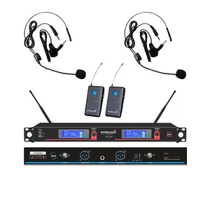 2-Chaanel UHF Wireless Microphone Church Headset Microphone Bodkpack Studio Mic - Picture 1 of 19