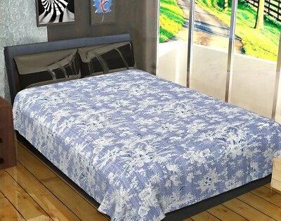 Roupa de cama queen size vintage reversível feita à mão indiana cobertor Kantha - Imagem 1 de 4