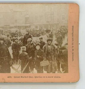 Großer Markttag Quebec im Schneesturm Kanada Kilburn Stereoansicht - Bild 1 von 4