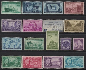 US Postage 1945-46 Year Set of Commemorative Postage Stamps - Picture 1 of 1