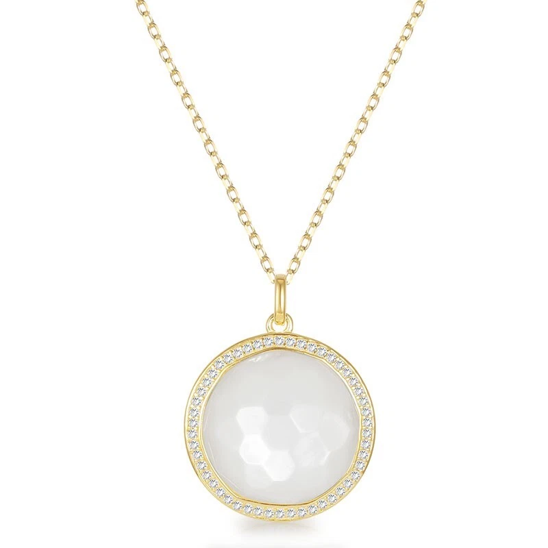 Colar pingente de madrepérola ouro amarelo 14k moissanita 0,25 ct 18" novo presente - Imagem 1 de 4