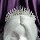WINTER WONDERLAND White Quartz Crystal Crown with Silver Branches and Beads