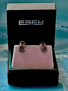 NEW!EFFY SMALL SILVER & GEMSTONE HUGGIE HOOP EARRINGS / a great gift!/ MSRP $325 - Picture 1 of 6
