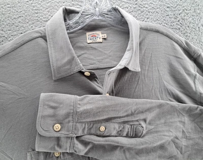 Faherty Sunwashed Knit Shirt Mens XL Light Gray Soft Button Down Organic Cotton - Image 1 of 4