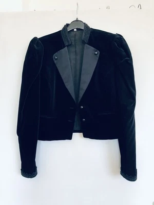 Trachtenjacke Dirndle 40 Samt (BW) Schwarz traditionell wunderschön wie neu! - Bild 1 von 4