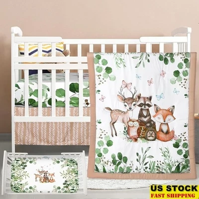 Juego de ropa de cama para cuna de animales de la selva edredón sábana ajustable falda para cuna bebé guardería nuevo Foto 1 de 4