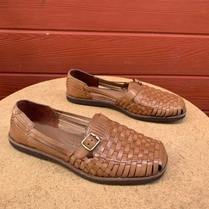 Sunsteps Hand Woven Leather Huarache Sandal Buckle Detail Brown 9.5 - Picture 1 of 10