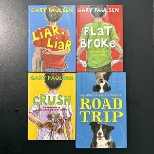 Liar Liar, Crush, Flat Broke, Road Trip GARY PAULSEN Lot of 4 Kids Chapter books - Bild 1 von 8