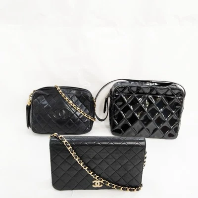 NO TARIFF Chanel  Hand Bag Shoulder Bag 3 set Black Leather 5400207 - Image 1 of 4