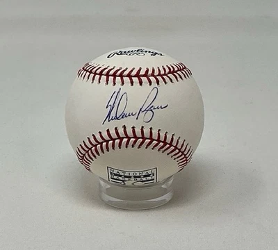 Nolan Ryan Autographed Texas Rangers New York Mets HOF Logo ROML Baseball JSA - Image 1 of 3