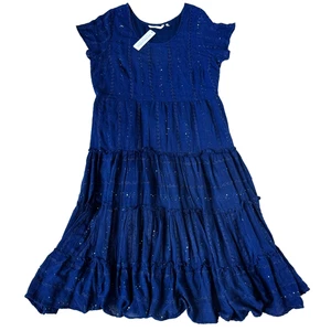 Soft Surroundings Womens 1X Kara Shimmer Dress Blue Sequin Maxi NEW NWT 5fz78 - Picture 1 of 8