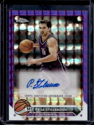 2023-24 Topps Chrome Peja Stojakovic Auto Purple Geometric Refractor #CG-PST - Image 1 of 2
