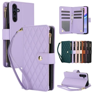 Zipper Wallet RFID Leather Shockproof Flip CASE For Samsung Galaxy S25FE Cover - Picture 1 of 17