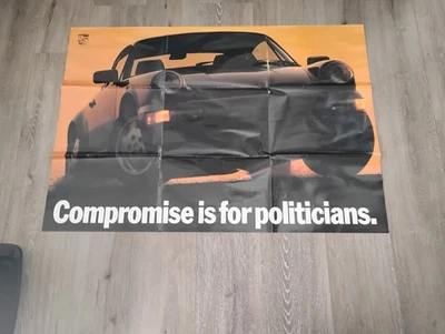 Póster publicitario Porsche 1988 27,75 x 39 pulgadas Doble Cara Vintage Nuevo - Raro Foto 1 de 2