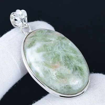 Colgante hecho a mano de serafinita naranja enchapado en plata 925 de 2,08" Foto 1 de 3